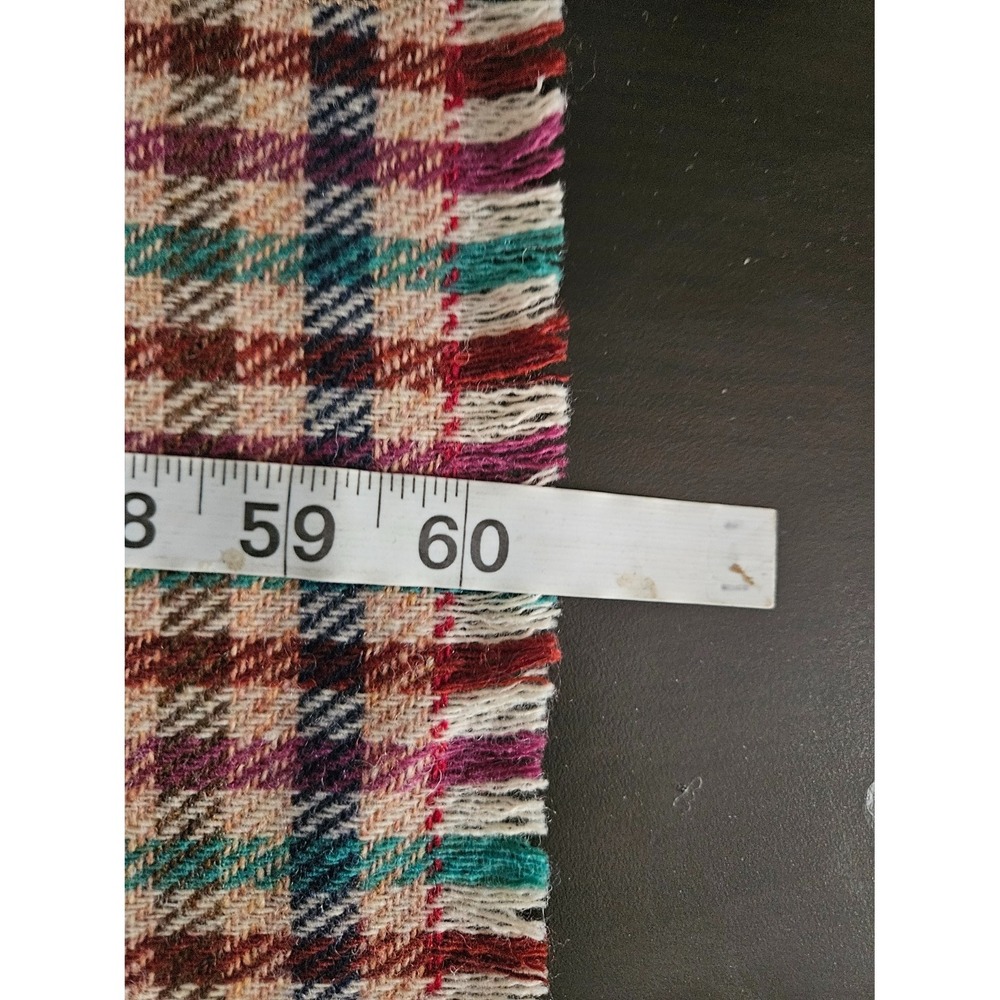 Vintage Plaid Fringe Scarf Multicolor Academia Preppy Cottagecore - Picture 3 of 4